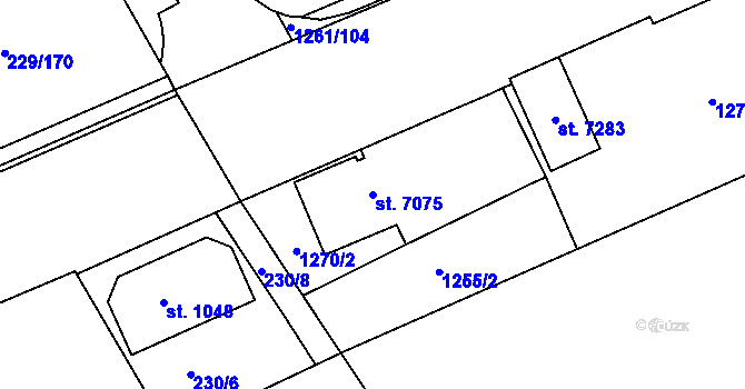 Parcela st. 7075 v KÚ Beroun, Katastrální mapa