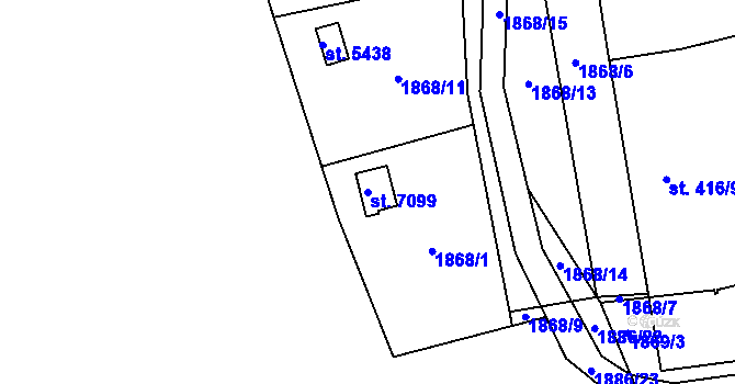 Parcela st. 7099 v KÚ Beroun, Katastrální mapa