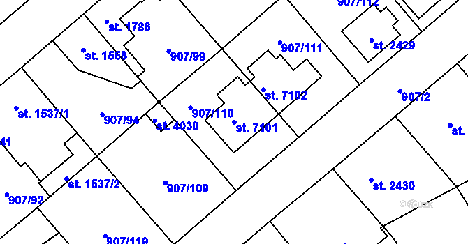 Parcela st. 7101 v KÚ Beroun, Katastrální mapa