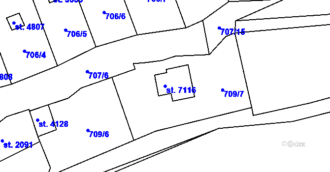 Parcela st. 7116 v KÚ Beroun, Katastrální mapa