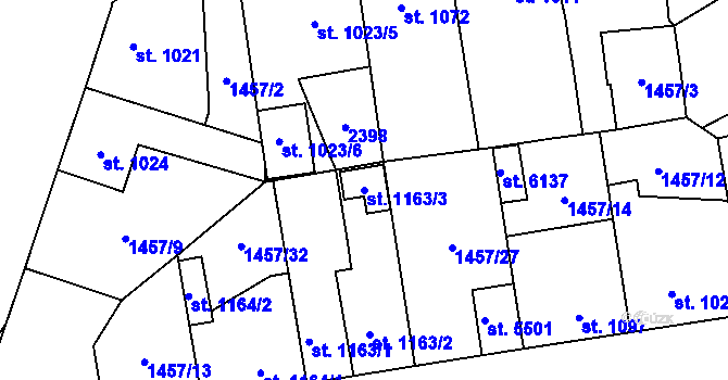 Parcela st. 1163/3 v KÚ Beroun, Katastrální mapa