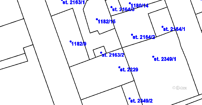 Parcela st. 2163/2 v KÚ Beroun, Katastrální mapa