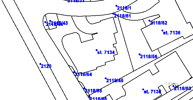 Parcela st. 7134 v KÚ Beroun, Katastrální mapa