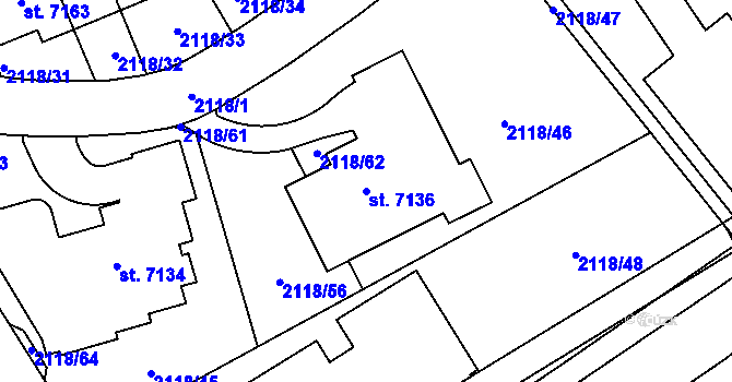 Parcela st. 7136 v KÚ Beroun, Katastrální mapa