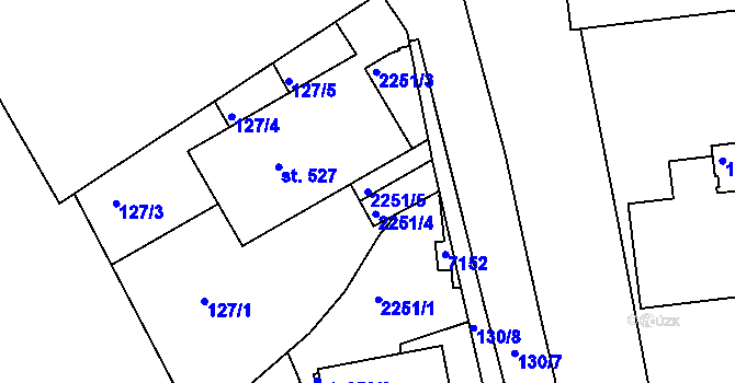 Parcela st. 2251/5 v KÚ Beroun, Katastrální mapa