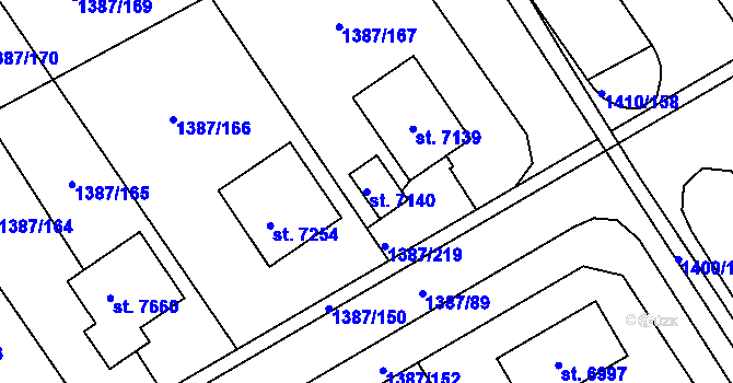 Parcela st. 7140 v KÚ Beroun, Katastrální mapa