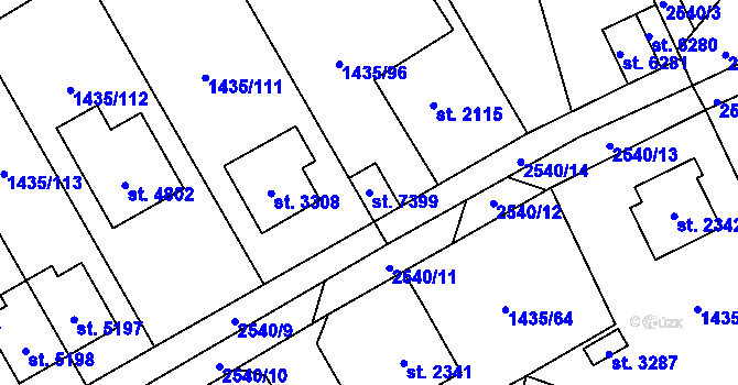 Parcela st. 7399 v KÚ Beroun, Katastrální mapa