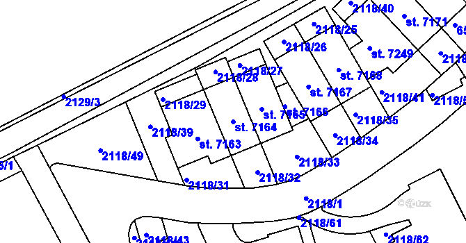 Parcela st. 7164 v KÚ Beroun, Katastrální mapa