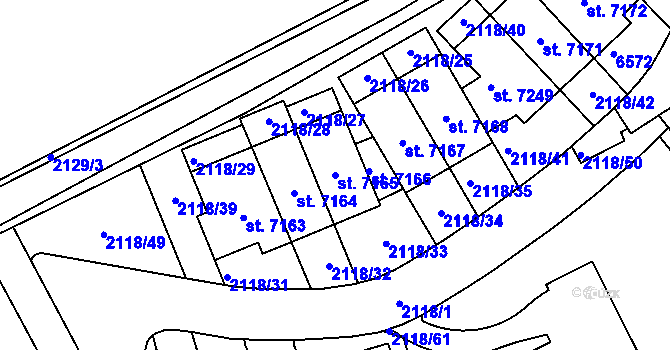 Parcela st. 7165 v KÚ Beroun, Katastrální mapa