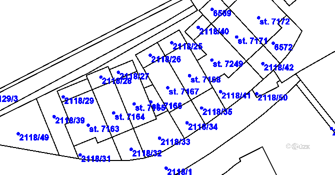 Parcela st. 7167 v KÚ Beroun, Katastrální mapa