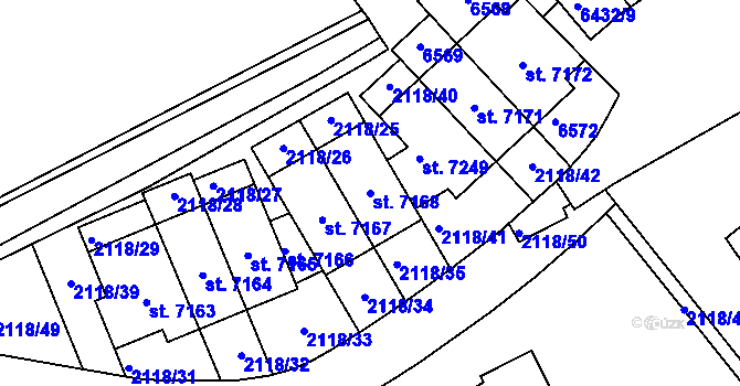 Parcela st. 7168 v KÚ Beroun, Katastrální mapa
