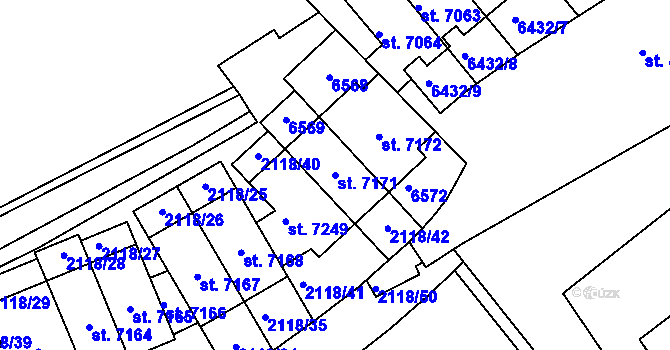 Parcela st. 7171 v KÚ Beroun, Katastrální mapa