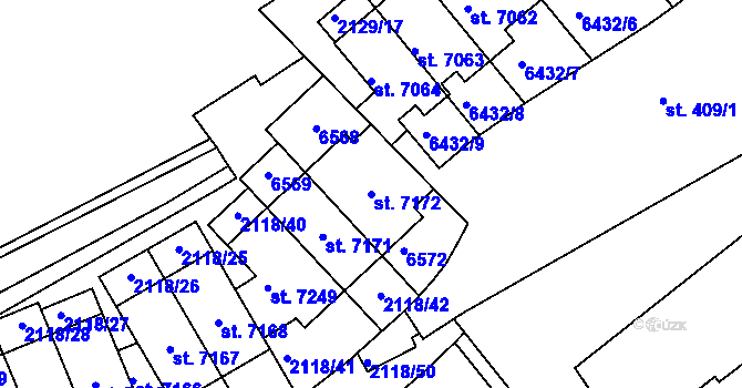 Parcela st. 7172 v KÚ Beroun, Katastrální mapa