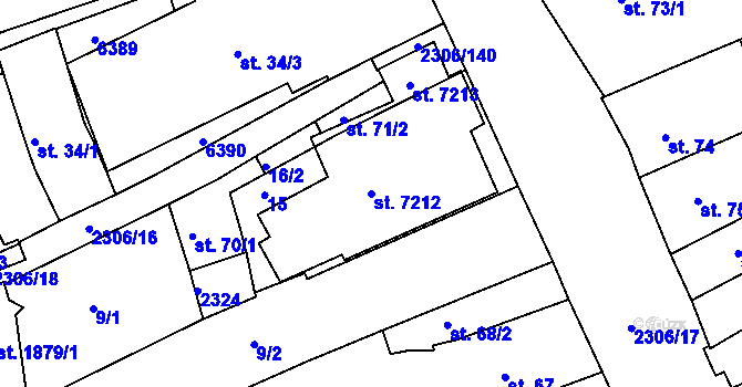 Parcela st. 7212 v KÚ Beroun, Katastrální mapa