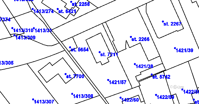 Parcela st. 7211 v KÚ Beroun, Katastrální mapa