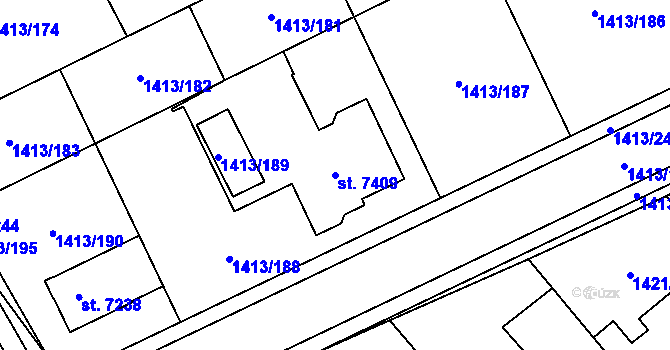 Parcela st. 7409 v KÚ Beroun, Katastrální mapa