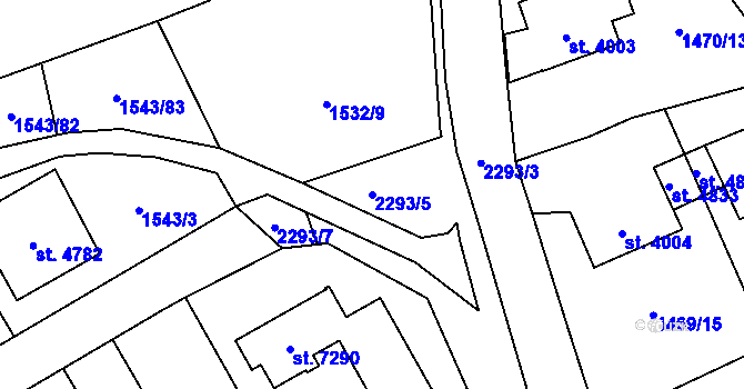 Parcela st. 2293/5 v KÚ Beroun, Katastrální mapa