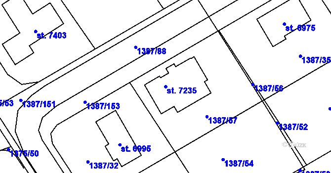 Parcela st. 7235 v KÚ Beroun, Katastrální mapa