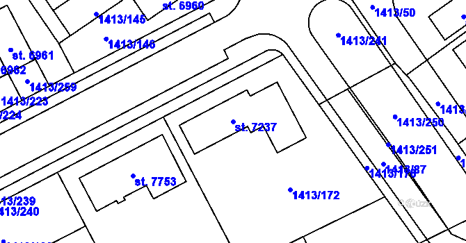 Parcela st. 7237 v KÚ Beroun, Katastrální mapa