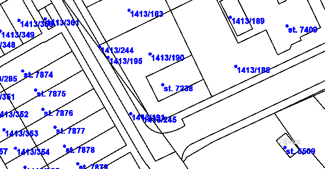 Parcela st. 7238 v KÚ Beroun, Katastrální mapa