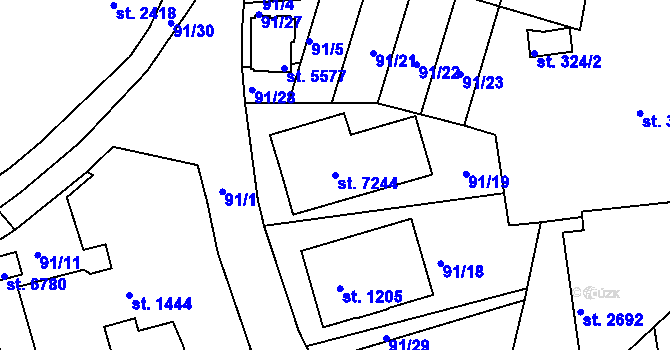 Parcela st. 7244 v KÚ Beroun, Katastrální mapa