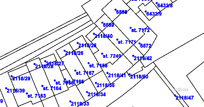 Parcela st. 7249 v KÚ Beroun, Katastrální mapa