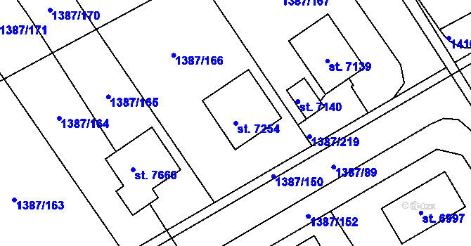 Parcela st. 7254 v KÚ Beroun, Katastrální mapa