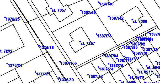 Parcela st. 7257 v KÚ Beroun, Katastrální mapa