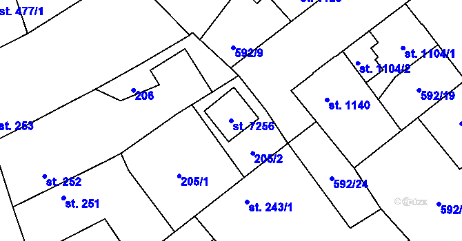 Parcela st. 7256 v KÚ Beroun, Katastrální mapa