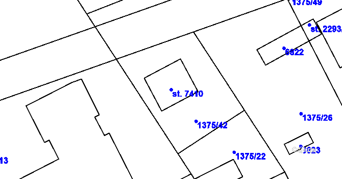 Parcela st. 7410 v KÚ Beroun, Katastrální mapa