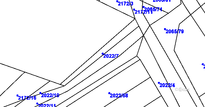 Parcela st. 2022/7 v KÚ Beroun, Katastrální mapa