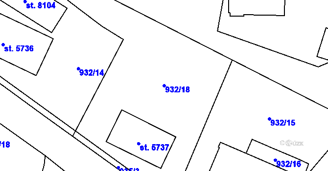 Parcela st. 932/18 v KÚ Beroun, Katastrální mapa