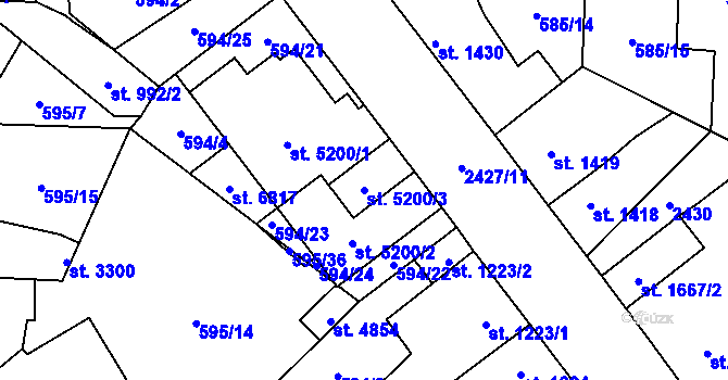 Parcela st. 5200/3 v KÚ Beroun, Katastrální mapa