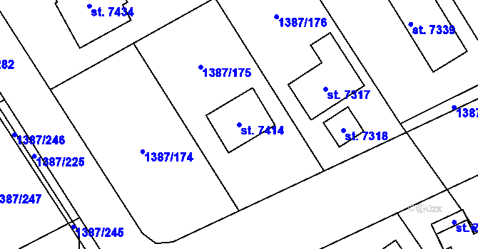 Parcela st. 7414 v KÚ Beroun, Katastrální mapa