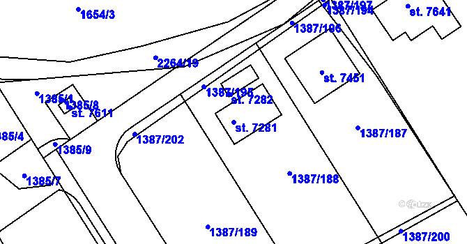 Parcela st. 7281 v KÚ Beroun, Katastrální mapa
