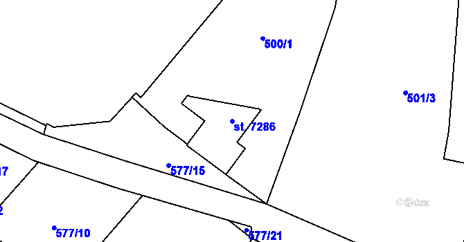 Parcela st. 7286 v KÚ Beroun, Katastrální mapa
