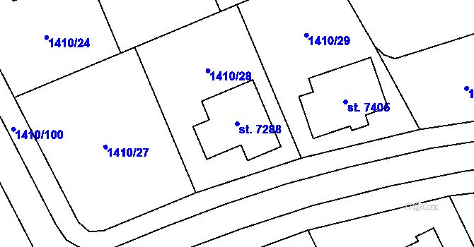 Parcela st. 7288 v KÚ Beroun, Katastrální mapa