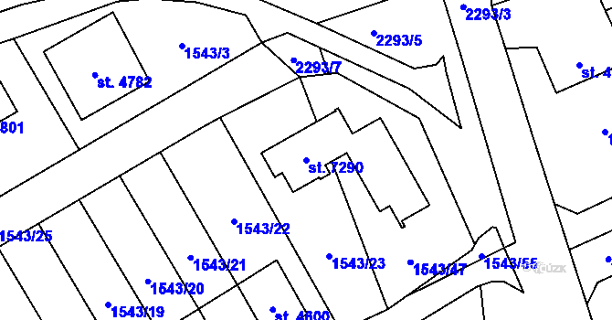 Parcela st. 7290 v KÚ Beroun, Katastrální mapa