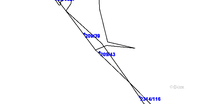 Parcela st. 209/43 v KÚ Beroun, Katastrální mapa