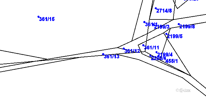 Parcela st. 361/13 v KÚ Beroun, Katastrální mapa