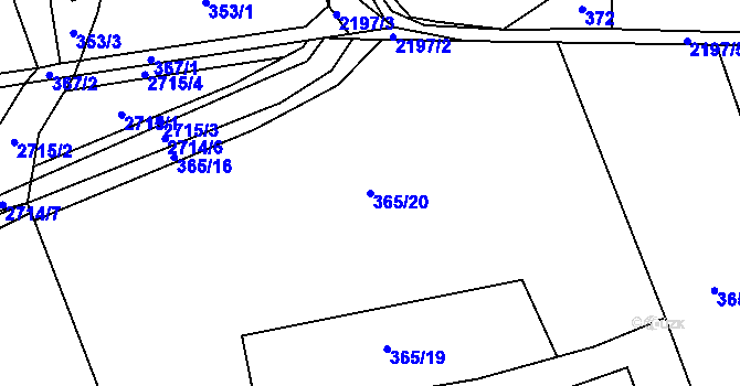 Parcela st. 365/20 v KÚ Beroun, Katastrální mapa