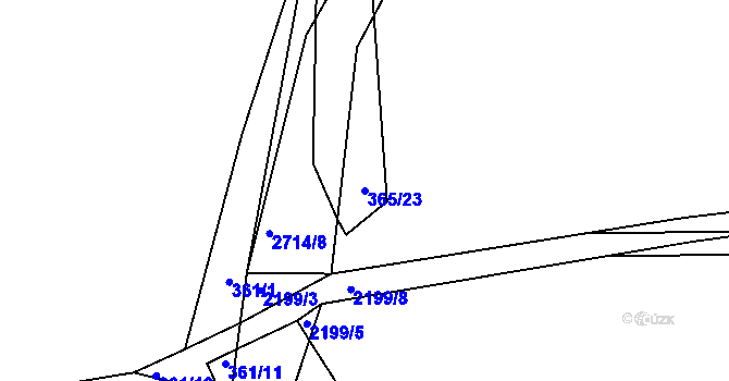 Parcela st. 365/23 v KÚ Beroun, Katastrální mapa