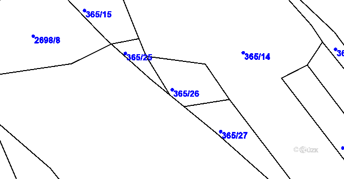 Parcela st. 365/26 v KÚ Beroun, Katastrální mapa