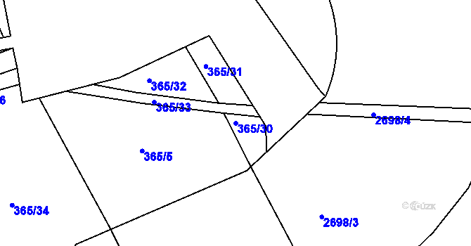 Parcela st. 365/30 v KÚ Beroun, Katastrální mapa