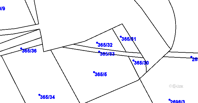Parcela st. 365/33 v KÚ Beroun, Katastrální mapa