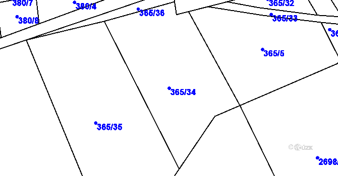 Parcela st. 365/34 v KÚ Beroun, Katastrální mapa