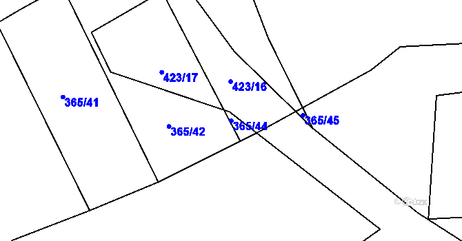 Parcela st. 365/44 v KÚ Beroun, Katastrální mapa