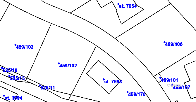 Parcela st. 459/65 v KÚ Beroun, Katastrální mapa