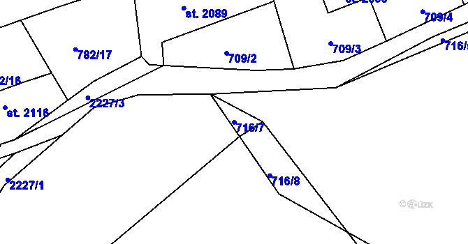 Parcela st. 716/7 v KÚ Beroun, Katastrální mapa