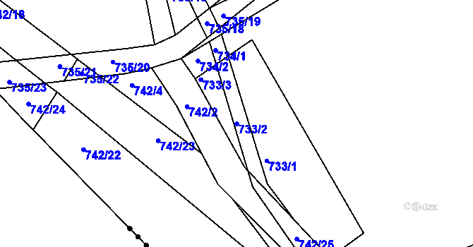 Parcela st. 733/2 v KÚ Beroun, Katastrální mapa